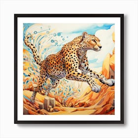 Cheetah In The Desert Art Print