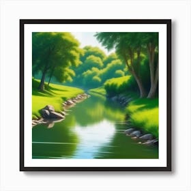 River Landscape 3 Art Print