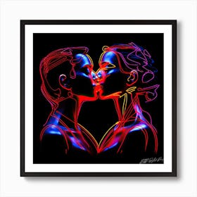 Glow Effect - Kissing Couple Art Print