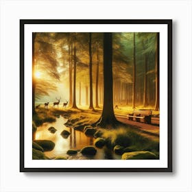 Sunrise In The Forest Art Print