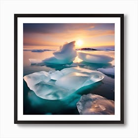 Icebergs At Sunset 49 Art Print