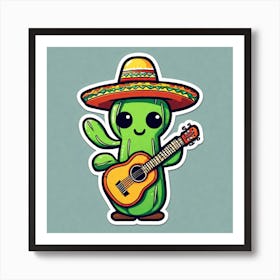 Cactus With Guitar 19 Art Print