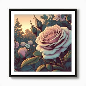 Roses In The Garden 1 Art Print