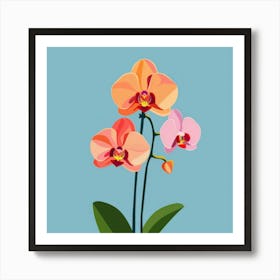 Orchids On Blue Background Art Print