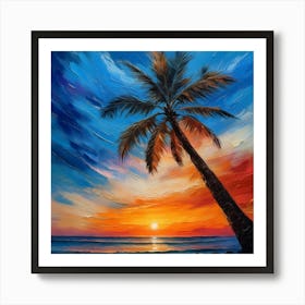 Sunset Palm Tree 1 Art Print