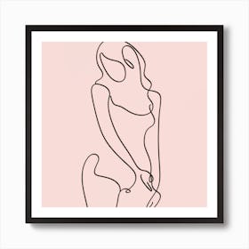 Pink Nude Line Art Print Painting(6) Art Print