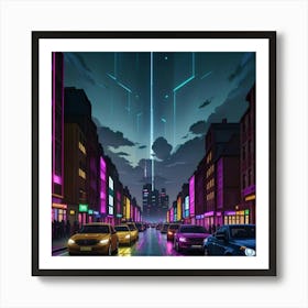 Electric Ambience A Vibrant Night Scene Art Print