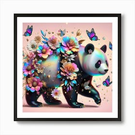 Panda Bear With Butterflies 1 Art Print