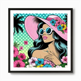 Pop Girl In A Hat Art Print