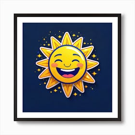 Lovely smiling sun on a blue gradient background 23 Art Print