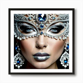 Beautiful Woman In A Mask Art Print