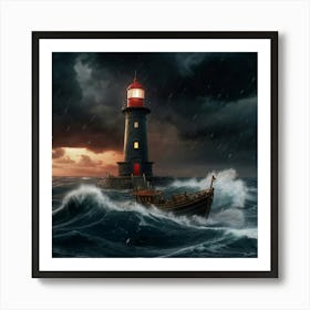 Default Create A Photo Of A Lighthouse In The Middle Of A Terr 1 Art Print