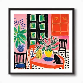 Cat In The Dining Room 2 Art Print