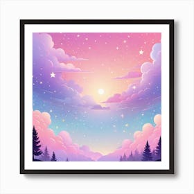 Sky With Twinkling Stars In Pastel Colors Square Composition 179 Art Print