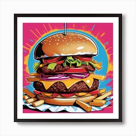 Hamburger Pop Art Retro 3 Art Print by PopArt Pals - Fy
