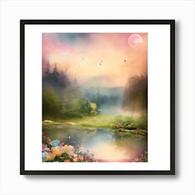 Moonlight Over The Lake 1 Art Print