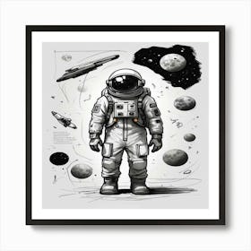 Astronaut In Space Art Print