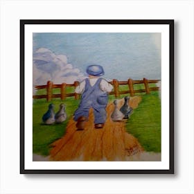 Boy With Ducks Art Print