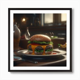 Burger On A Plate 107 Art Print