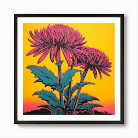 Chrysanthemum 2 Pop Art Illustration Square Art Print