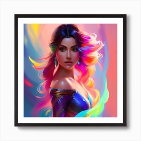 Girl With Rainbow Hair Art Print