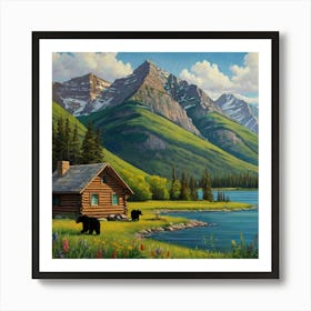 Cabin In The Mountains Art Print