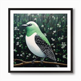 Ohara Koson Inspired Bird Painting Cowbird 2 Square Art Print