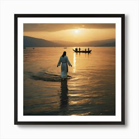 Jesus Walking In The Water 14 Art Print