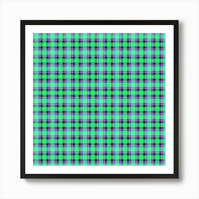 Green And Purple Plaid Fabric Art Print