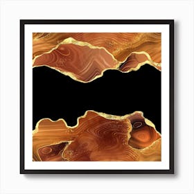 Orange Gold Glitter Agate Texture 02 1 Art Print