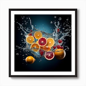 Splashing Fruit Art Print