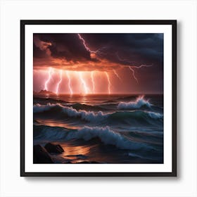 Lightning Over The Ocean 5 1 Art Print