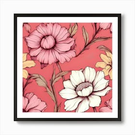 Pink Flowers 5 Art Print