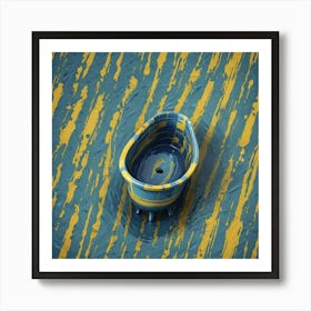 Blue And Yellow Bathtub Art Print