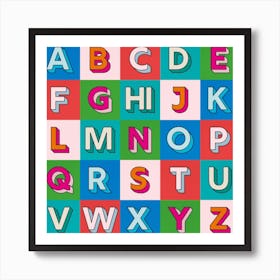 Hi Colourful Alphabet Square Art Print