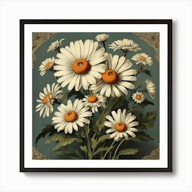 Oxeye Daisy Floral Botanical Vintage Poster Flower Art print 3 Art Print