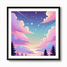 Sky With Twinkling Stars In Pastel Colors Square Composition 21 Art Print