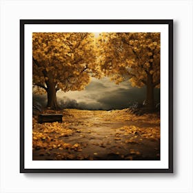 Autumn Leaves In The Forest Art Print