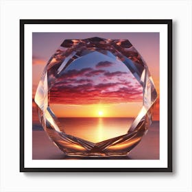 Vivid Colorful Sunset Viewed Through Beautiful Crystal Glass Mirrow, Close Up, Award Winning Photo (3) Art Print