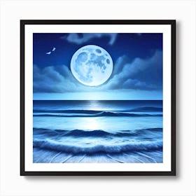 Full Moon Over The Ocean 24 Art Print