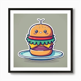 Cartoon Burger Vector Illustration 2 Art Print