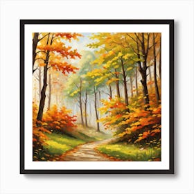 Forest In Autumn In Minimalist Style Square Composition 260 Art Print