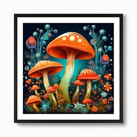 Mushrooms In The Forest 16 Art Print