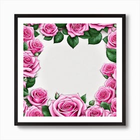 Pink Roses Frame 3 Art Print