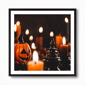 Halloween Pumpkins And Candles Art Print
