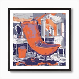 Drew Illustration Of Bath On Chair In Bright Colors, Vector Ilustracije, In The Style Of Dark Navy A (2) Art Print