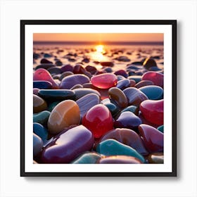 Pebbles At Sunset 1 Art Print