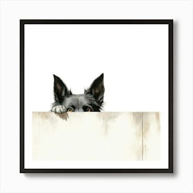 Dog Peeking Over The Wall 4 Art Print