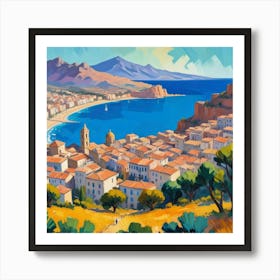 Sicily Italy Fauvist Painting Travel Poster Art Print Art Print