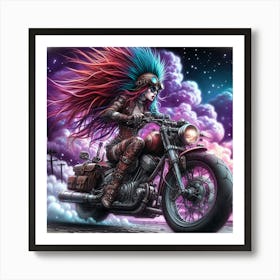 Biker Girl Art Print